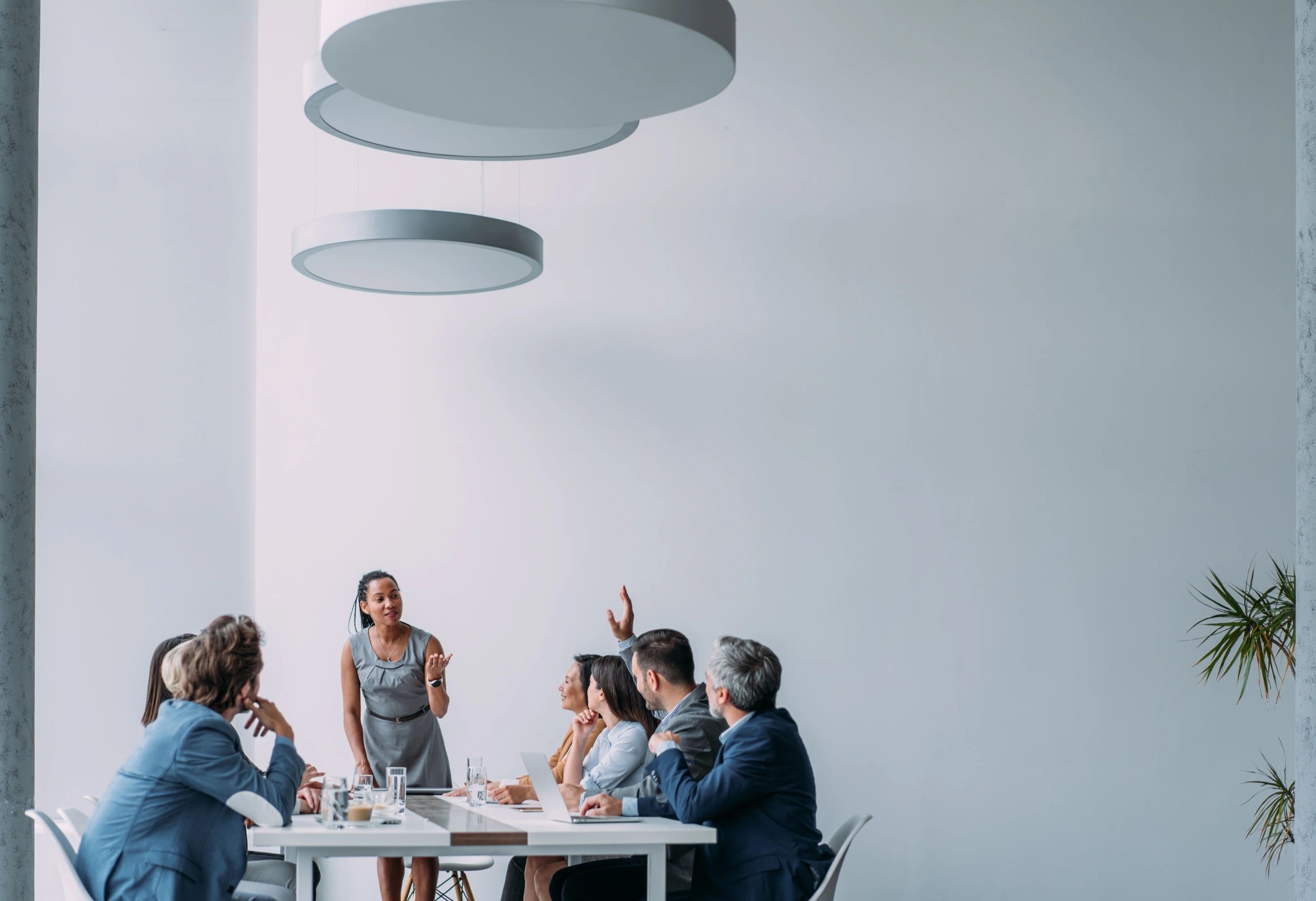 Business presentation in a corporate board room