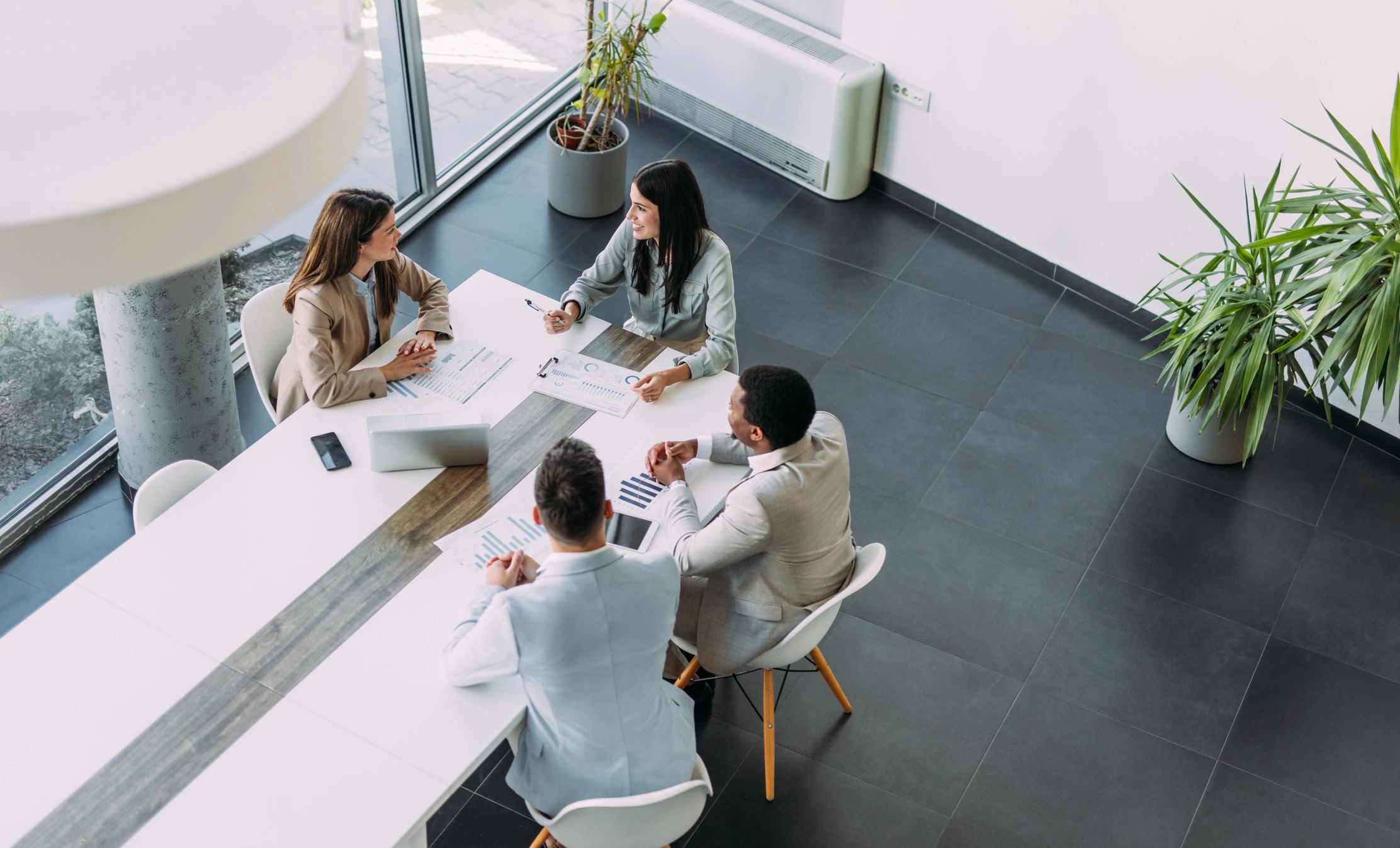 Business team meeting to discuss next steps