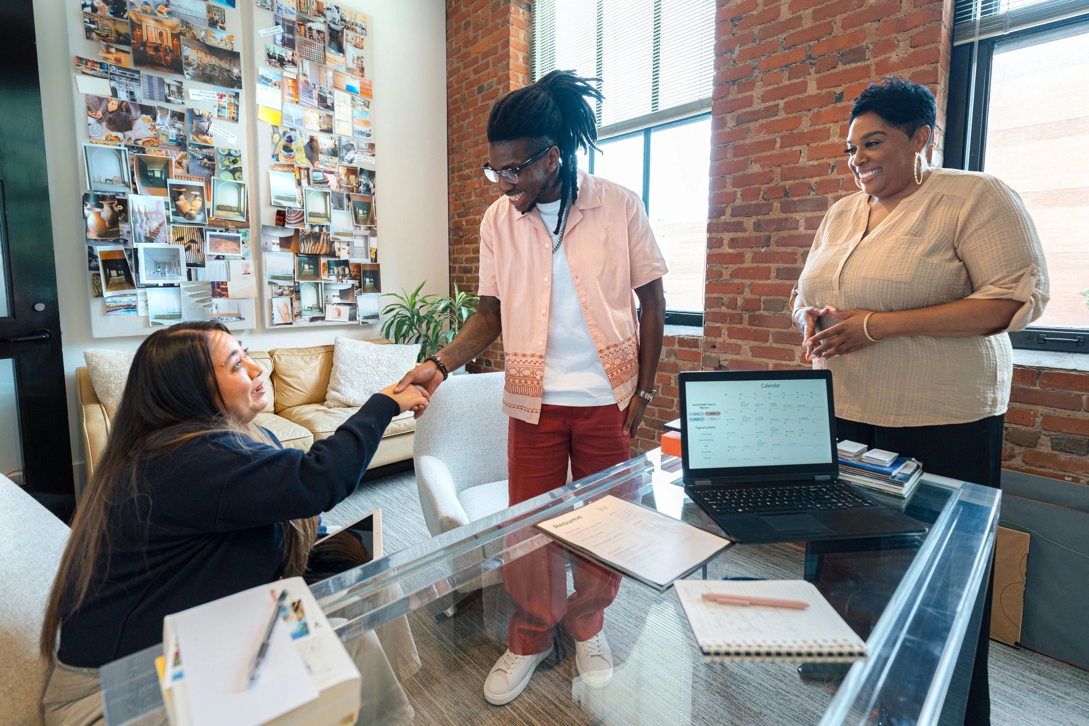 Hiring manager introducing a candidate during an office interview