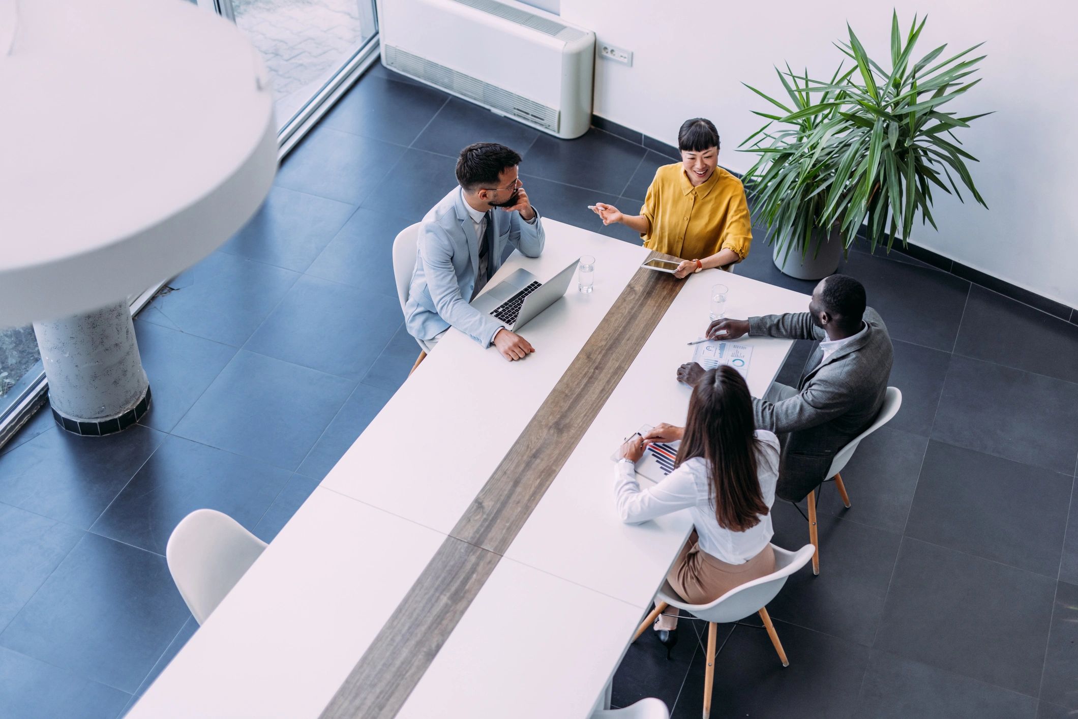 Technology professionals collaborating in a conference room